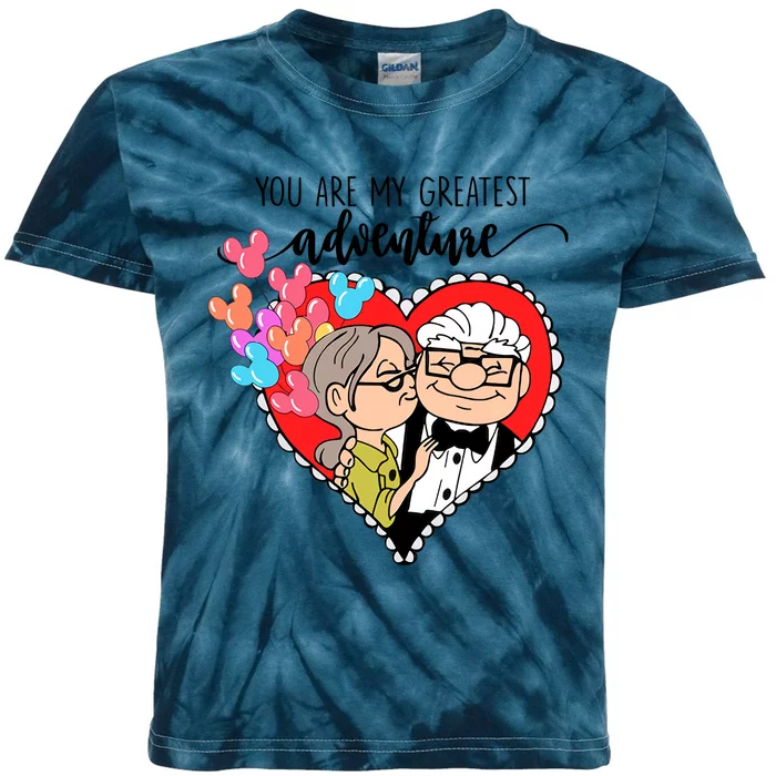 You Are My Greatest Adventure His Carl Her Ellie Happy Valentine's Day Kids Tie-Dye T-Shirt