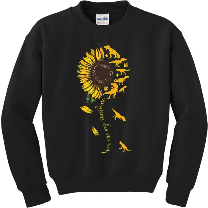 You Are My Sunshine Dinosaur Trex Sunflower Kids Sweatshirt