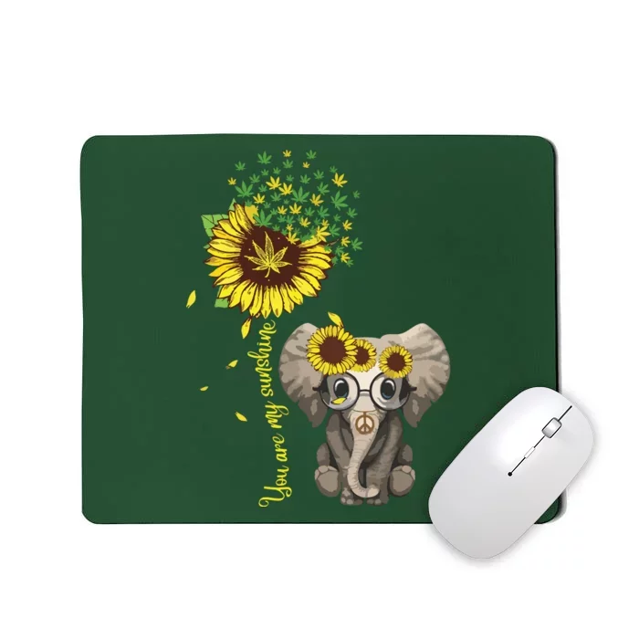 You Are My Sunshine Hippie Sunflower Elephant Mousepad