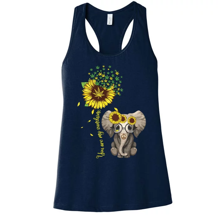 You Are My Sunshine Hippie Sunflower Elephant Women's Racerback Tank