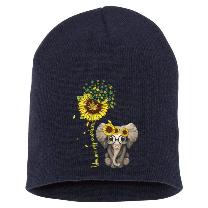 You Are My Sunshine Hippie Sunflower Elephant Short Acrylic Beanie