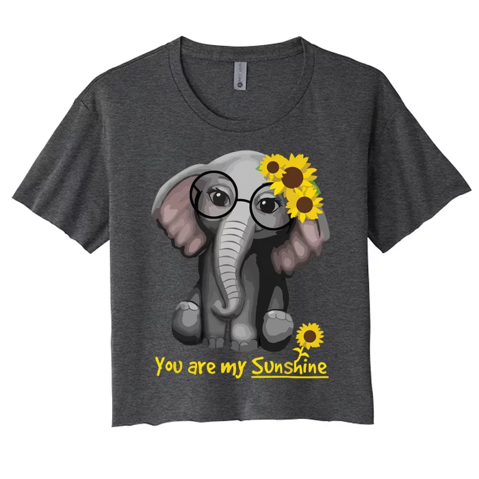 You Are My Sunshine Elephants Sunflowers Clothes Elephant Women's Crop Top Tee