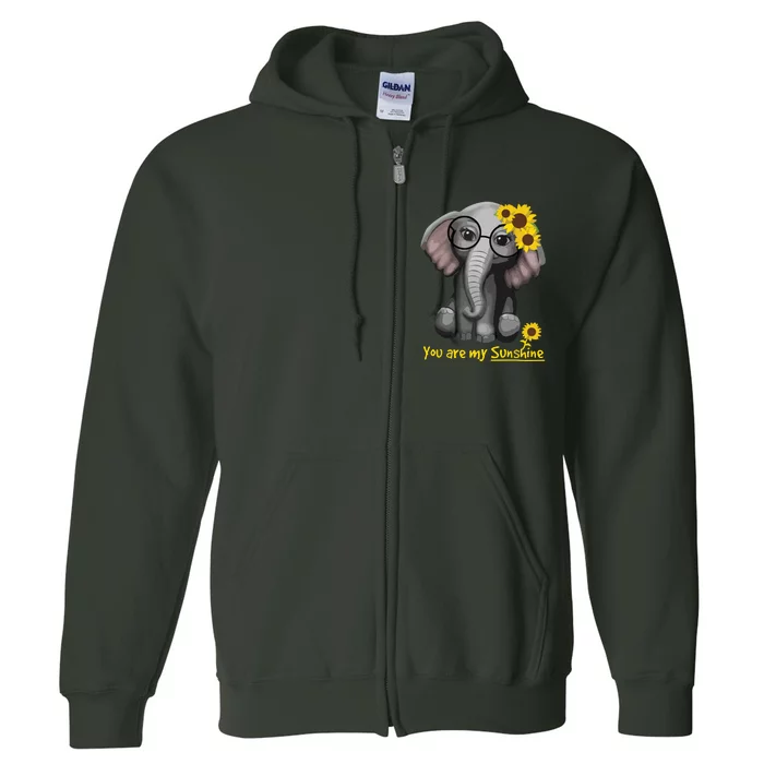 You Are My Sunshine Elephants Sunflowers Clothes Elephant Full Zip Hoodie