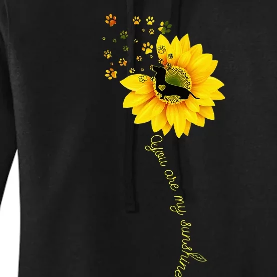 You Are My Sunshine Half Sunflower Dachshund Dog Funny Women's Pullover Hoodie