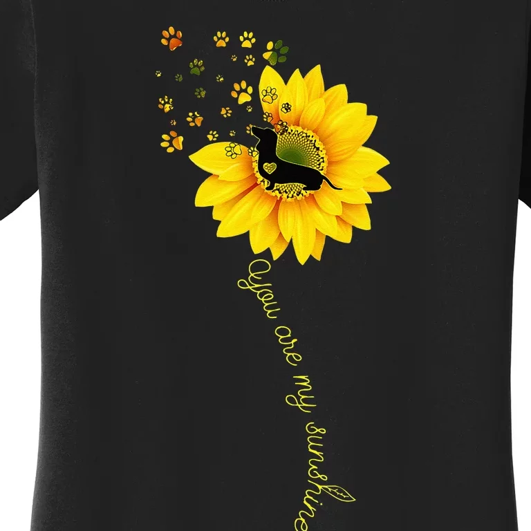 You Are My Sunshine Half Sunflower Dachshund Dog Funny Women's T-Shirt