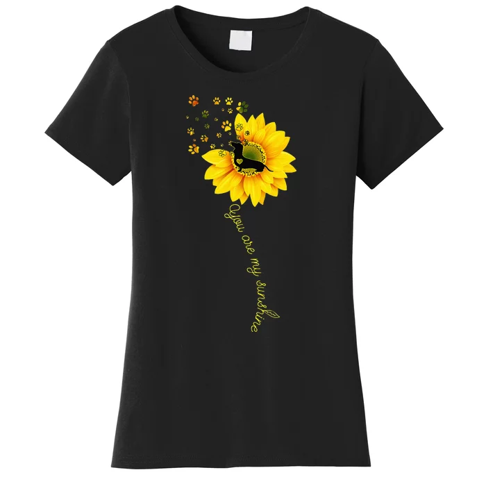 You Are My Sunshine Half Sunflower Dachshund Dog Funny Women's T-Shirt