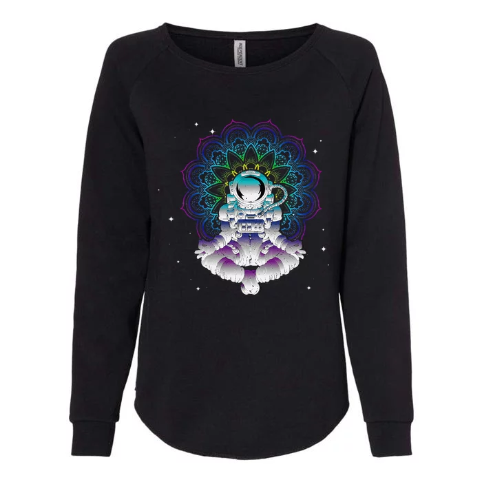 Yoga Astronaut Mandala Zen Meditation Lotus Pose Womens California Wash Sweatshirt