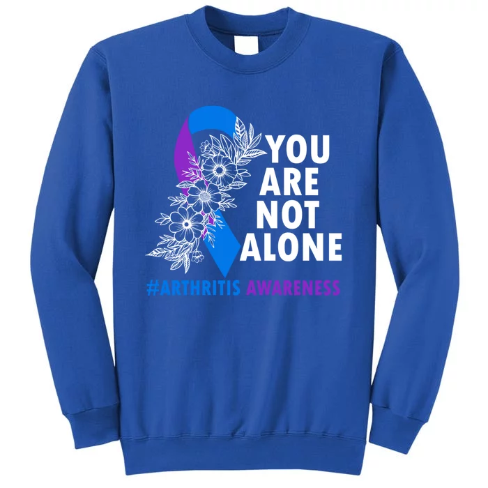 You Are Not Alone Purple And Blue Ribbon Arthritis Awareness Cool Gift Sweatshirt