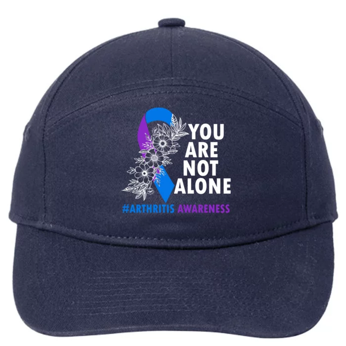 You Are Not Alone Purple And Blue Ribbon Arthritis Awareness Cool Gift 7-Panel Snapback Hat