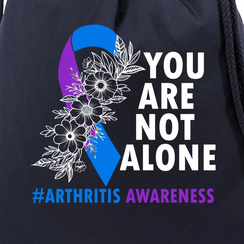 You Are Not Alone Purple And Blue Ribbon Arthritis Awareness Cool Gift Drawstring Bag