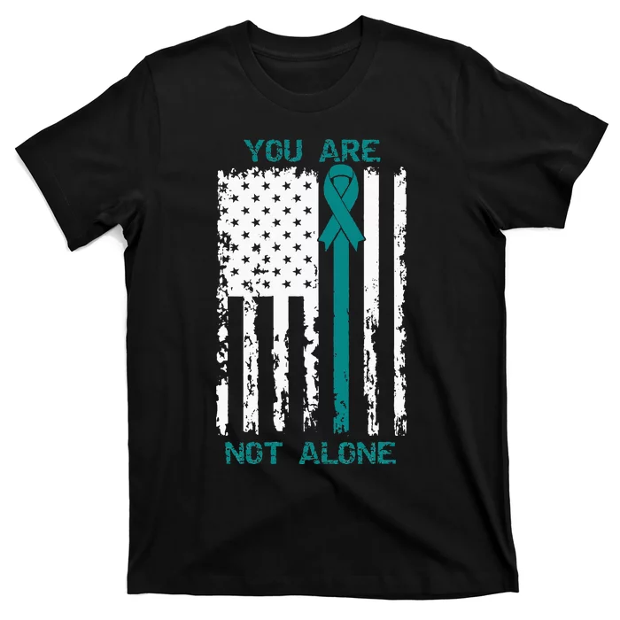 You Are Not Alone Sexual Assault Awareness American Flag T-Shirt