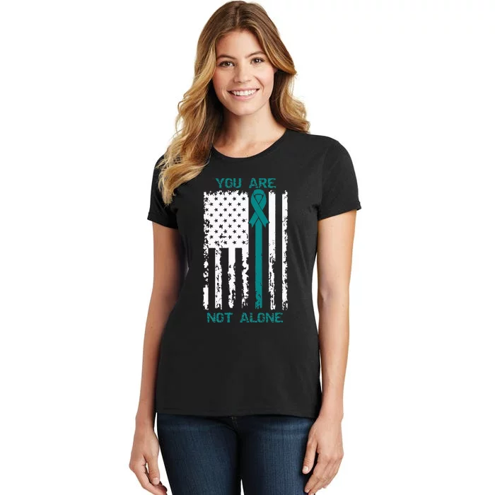 You Are Not Alone Sexual Assault Awareness American Flag Women's T-Shirt