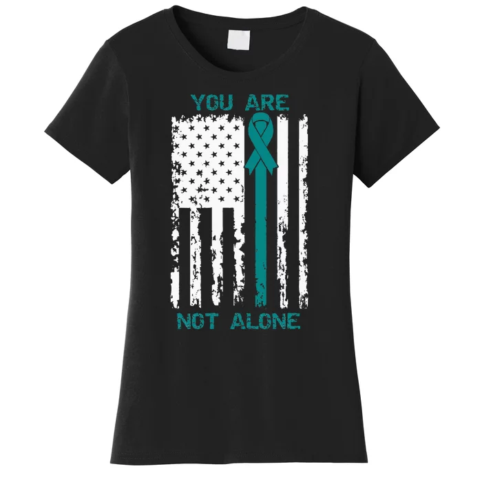 You Are Not Alone Sexual Assault Awareness American Flag Women's T-Shirt