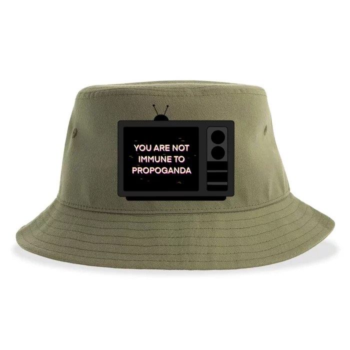 You Are Not Immune To Propoganda Glitch Tv Sustainable Bucket Hat