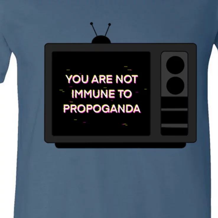 You Are Not Immune To Propoganda Glitch Tv V-Neck T-Shirt