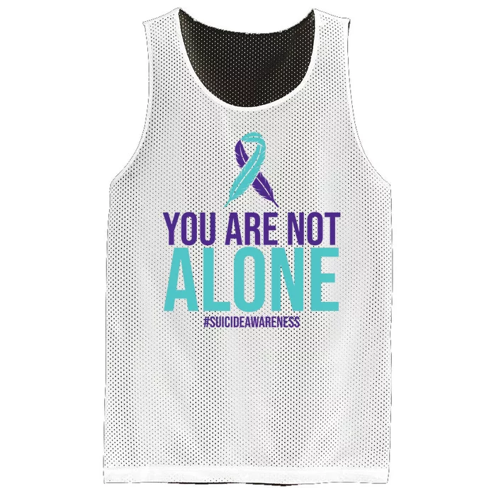 You Are Not Alone Sucide Awareness Ribbon Mesh Reversible Basketball Jersey Tank