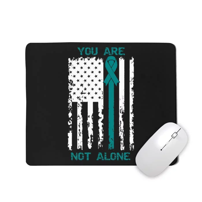 You Are Not Alone PTSD Awareness Teal Ribbon American Flag Mousepad