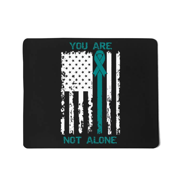 You Are Not Alone PTSD Awareness Teal Ribbon American Flag Mousepad