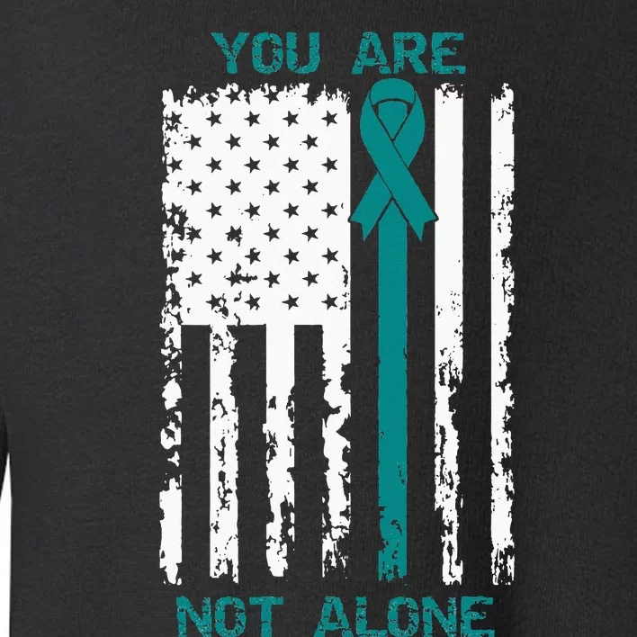 You Are Not Alone PTSD Awareness Teal Ribbon American Flag Toddler Sweatshirt