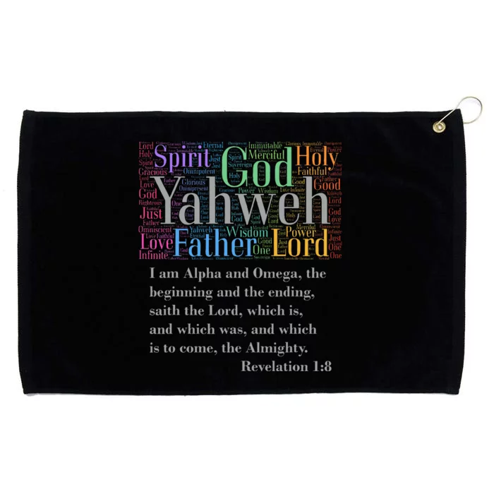 Yahweh Attributes of God I AM Alpha & Omega Rev. 18 Grommeted Golf Towel