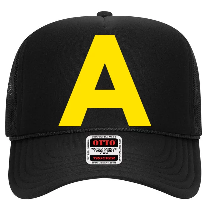 Yellow A On Red For Alvin Costume Halloween Fancy Dress High Crown Mesh Trucker Hat