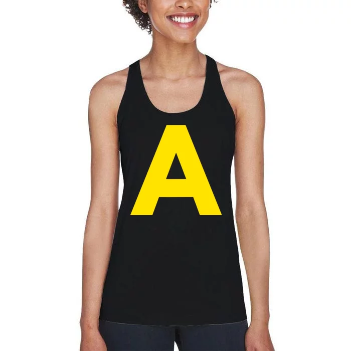 Yellow A On Red For Alvin Costume Halloween Fancy Dress Women's Racerback Tank