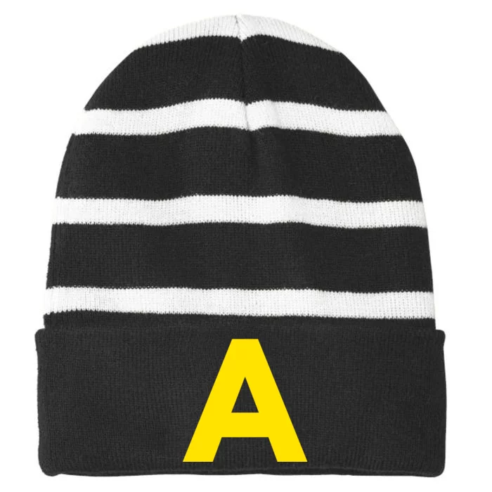 Yellow A On Red For Alvin Costume Halloween Fancy Dress Striped Beanie with Solid Band