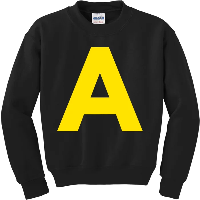 Yellow A On Red For Alvin Costume Halloween Fancy Dress Kids Sweatshirt