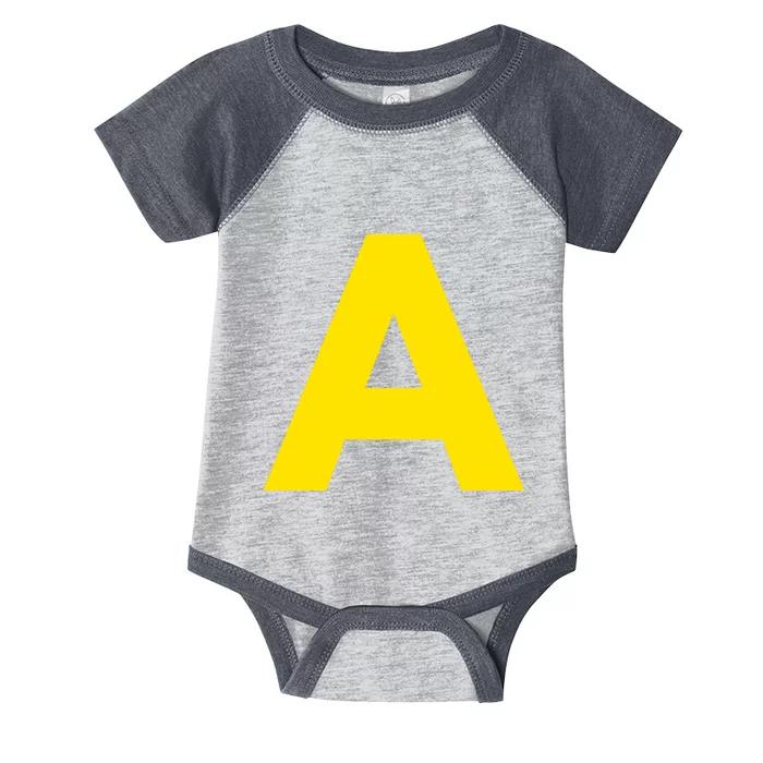 Yellow A On Red For Alvin Costume Halloween Fancy Dress Infant Baby Jersey Bodysuit