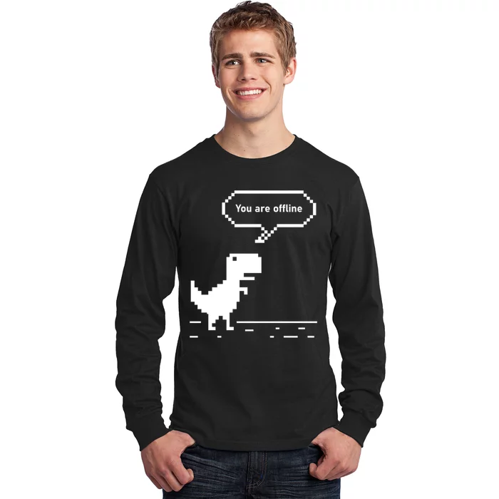 You Are Offline Dinosaur 8 Bit Dinosaur Long Sleeve Shirt