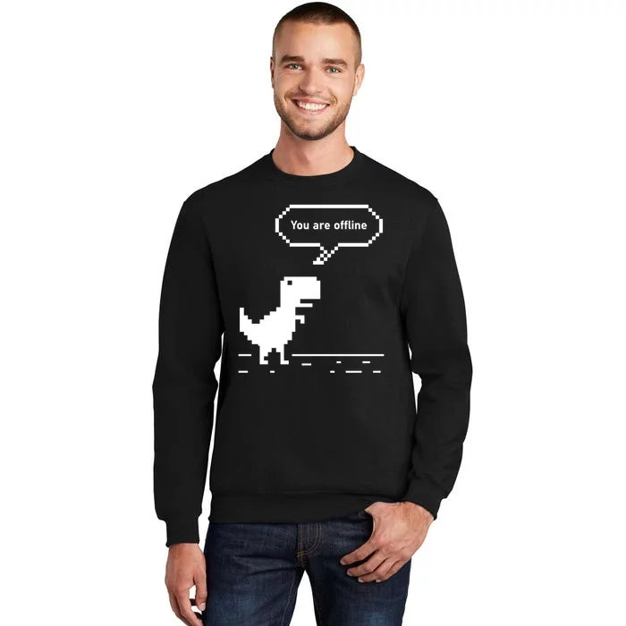 You Are Offline Dinosaur 8 Bit Dinosaur Sweatshirt