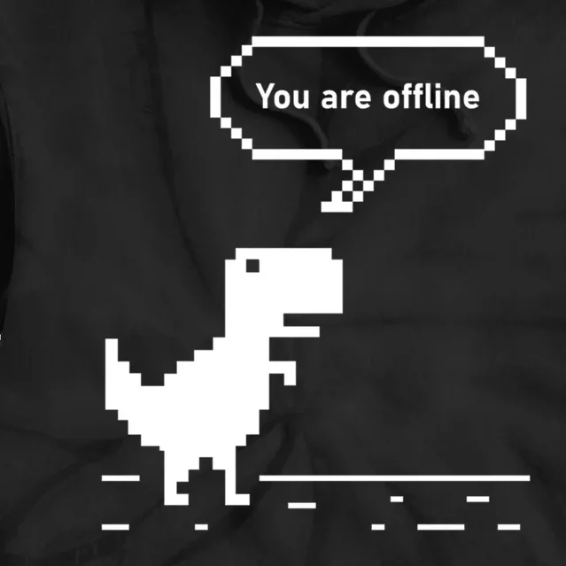 You Are Offline Dinosaur 8 Bit Dinosaur Tie Dye Hoodie