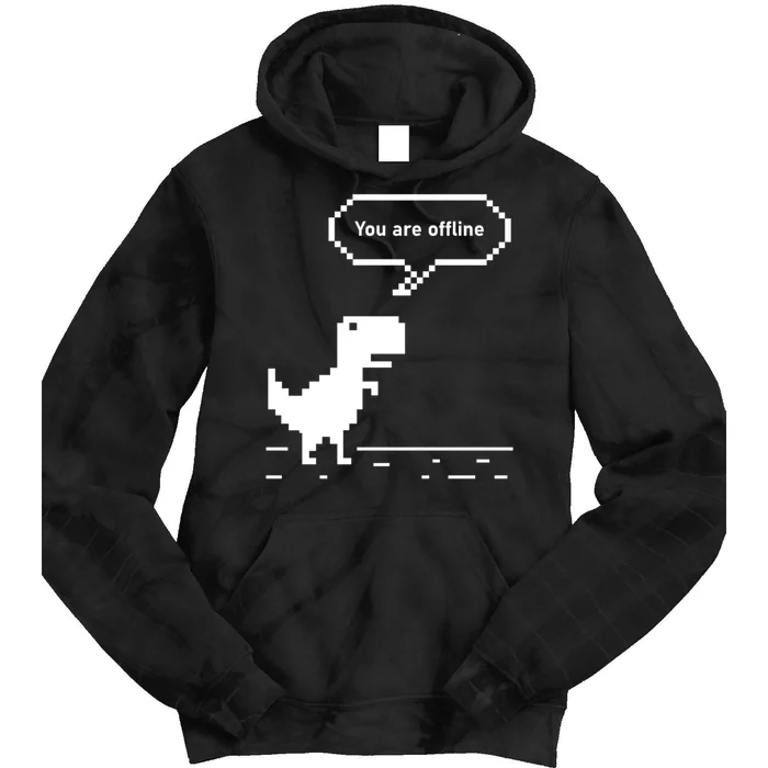 You Are Offline Dinosaur 8 Bit Dinosaur Tie Dye Hoodie