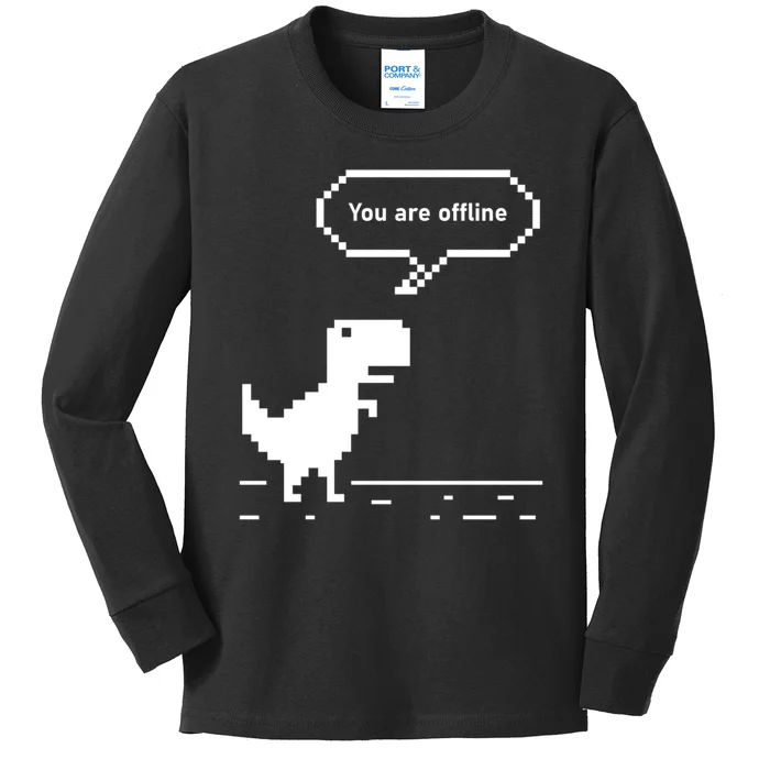 You Are Offline Dinosaur 8 Bit Dinosaur Kids Long Sleeve Shirt