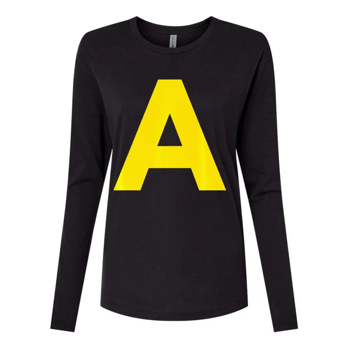 Yellow A On Red For Alvin Costume Halloween Fancy Dress Womens Cotton Relaxed Long Sleeve T-Shirt