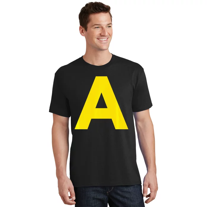 Yellow A On Red For Alvin Costume Halloween Fancy Dress T-Shirt