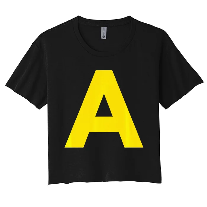 Yellow A On Red For Alvin Costume Halloween Fancy Dress Women's Crop Top Tee