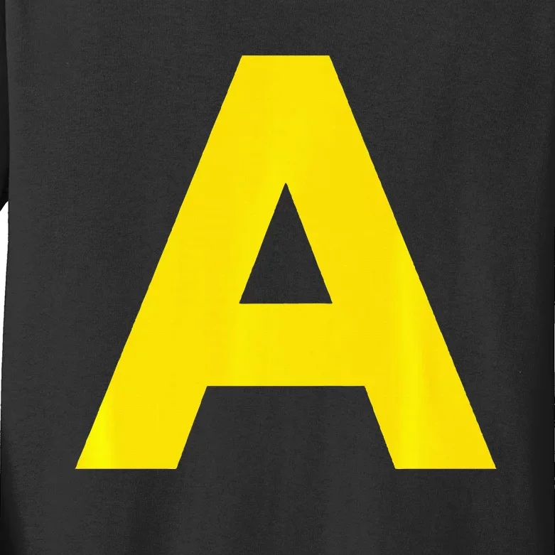 Yellow A On Red For Alvin Costume Halloween Fancy Dress Kids Long Sleeve Shirt