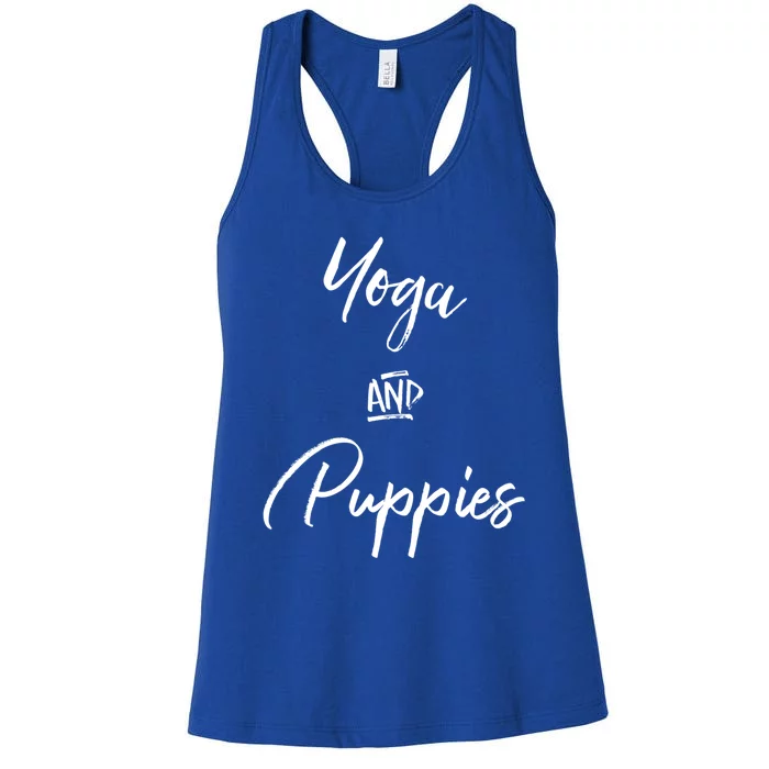 Yoga And Puppies Gift Namastay At Home With My Dog Lovers Great Gift Women's Racerback Tank