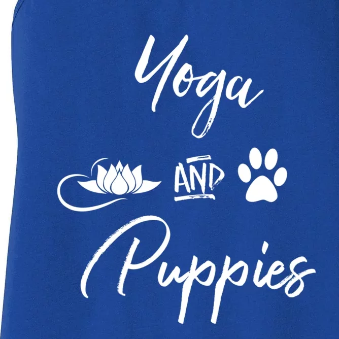 Yoga And Puppies Meaningful Gift Namastay At Home With My Dog Lovers Cool Gift Women's Racerback Tank