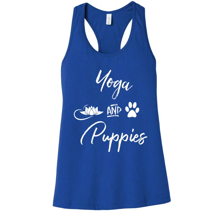 Yoga And Puppies Meaningful Gift Namastay At Home With My Dog Lovers Cool Gift Women's Racerback Tank