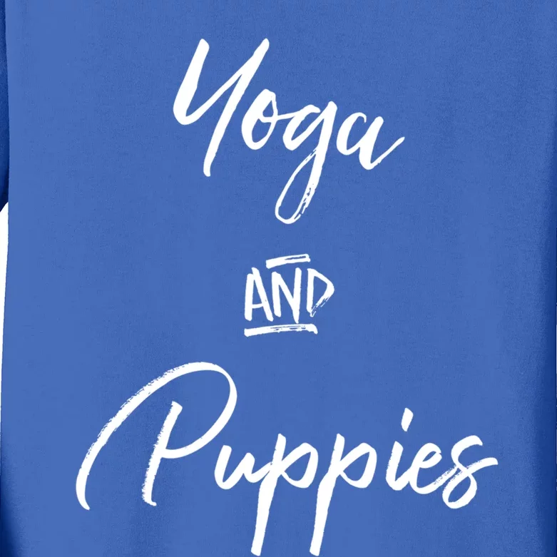 Yoga And Puppies Cool Gift Namastay At Home With My Dog Lovers Meaningful Gift Kids Long Sleeve Shirt