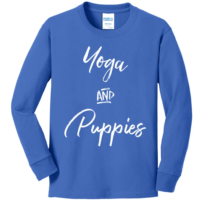 Yoga And Puppies Cool Gift Namastay At Home With My Dog Lovers Meaningful Gift Kids Long Sleeve Shirt