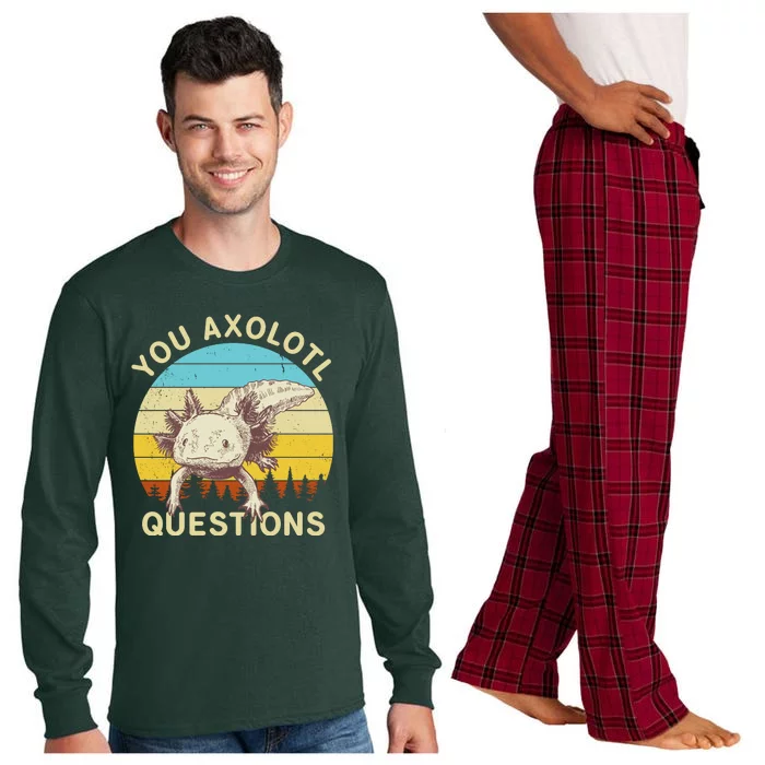 You Axolotl Questions Retro Funny Reptile Long Sleeve Pajama Set