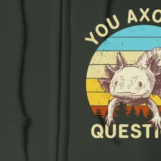 You Axolotl Questions Retro Funny Reptile Full Zip Hoodie