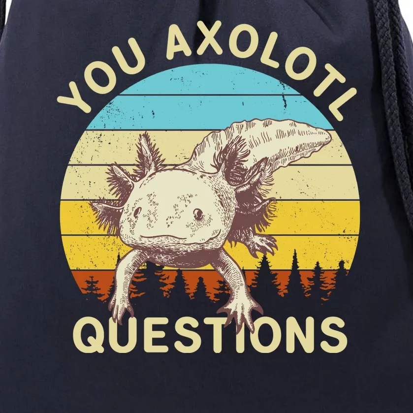 You Axolotl Questions Retro Funny Reptile Drawstring Bag