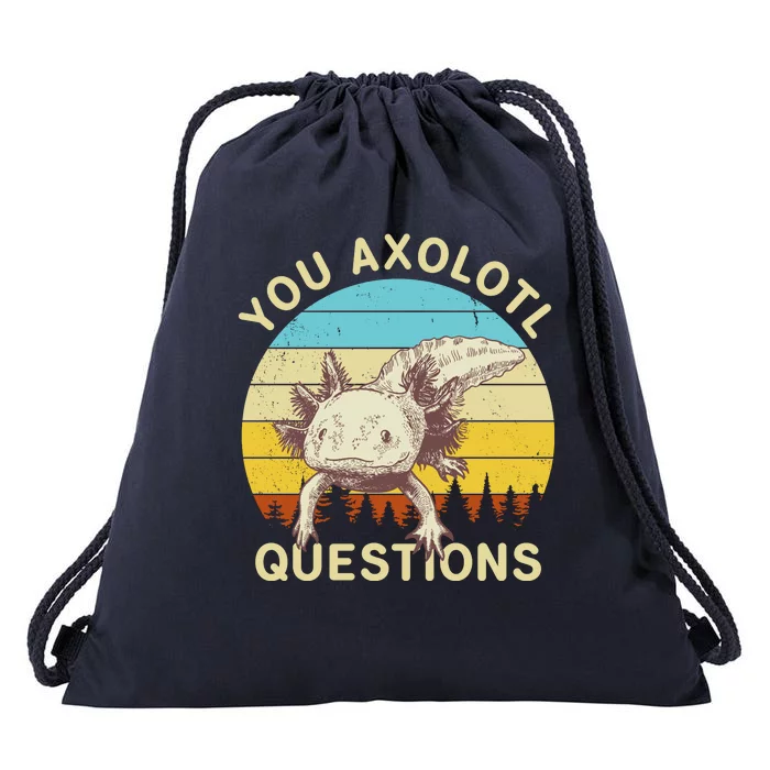 You Axolotl Questions Retro Funny Reptile Drawstring Bag