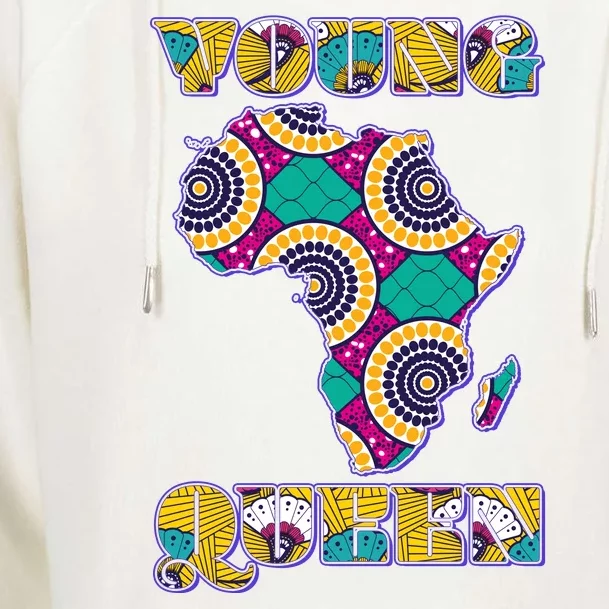 Young African Queen African Cloth Pattern Celebrating Black History Womens Funnel Neck Pullover Hood