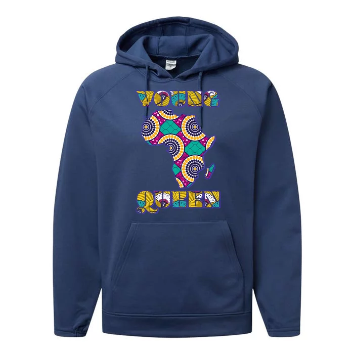 Young African Queen African Cloth Pattern Celebrating Black History Performance Fleece Hoodie