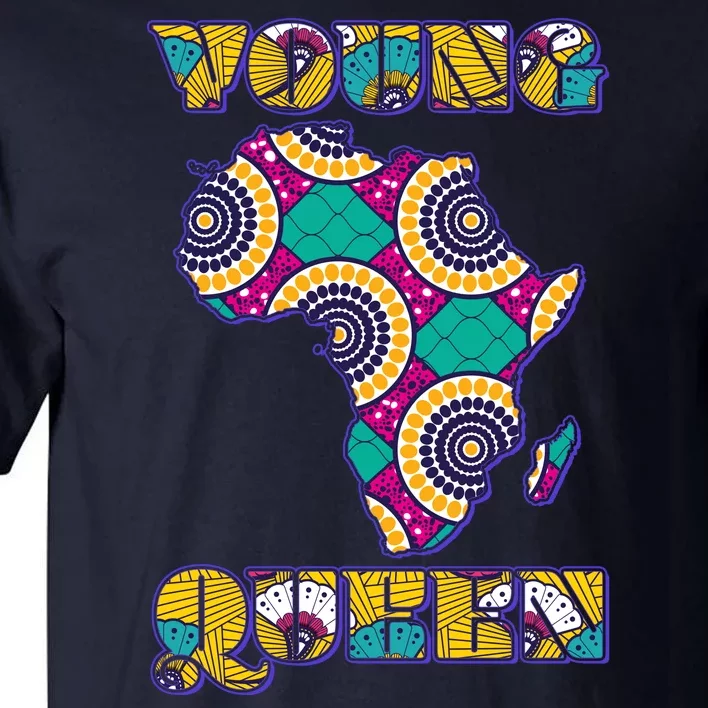 Young African Queen African Cloth Pattern Celebrating Black History Tall T-Shirt